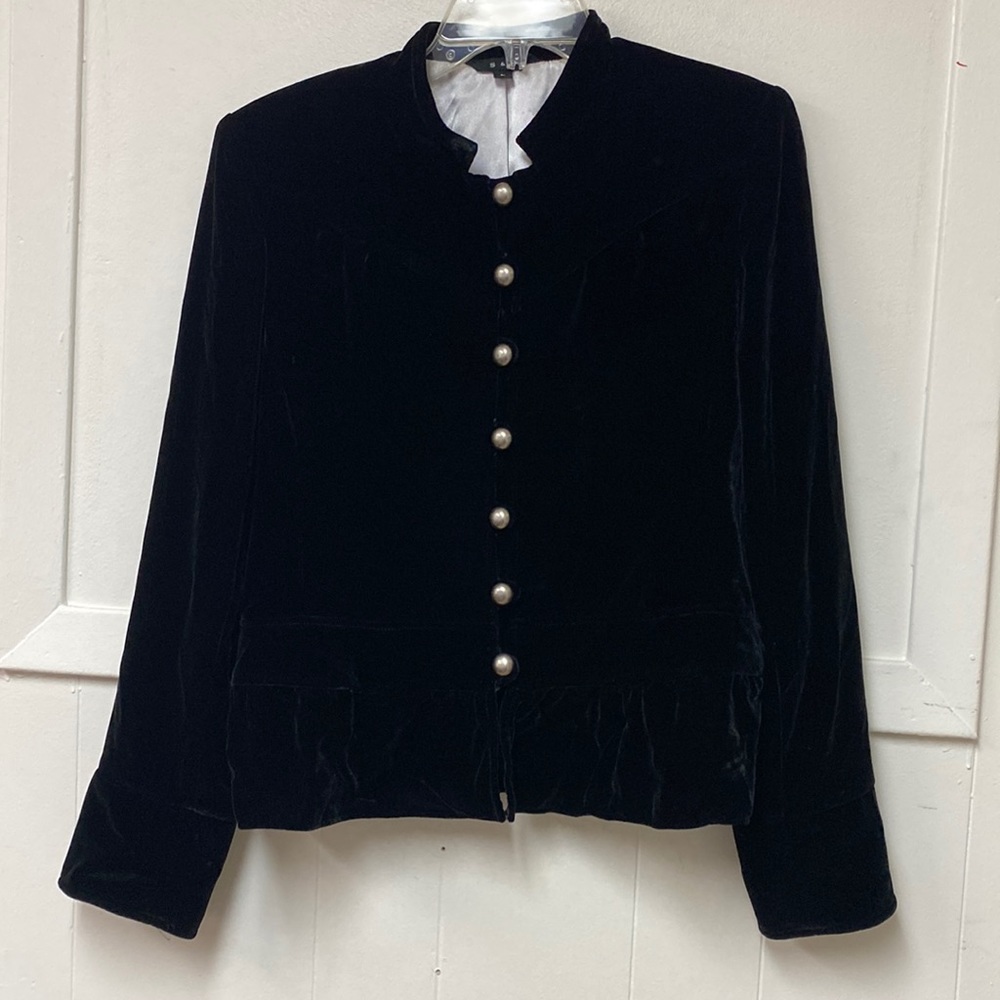 S&D Beautiful Black Romantic Velvet Silk Blend Jacket NeverUsed